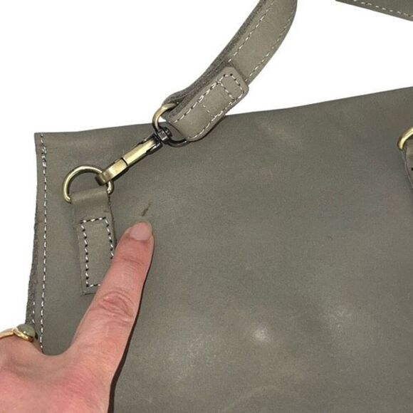 Womens‎ Leather Detachable Adjustable Crossbody Hand Bag Gray Green OS - Picture 3 of 7
